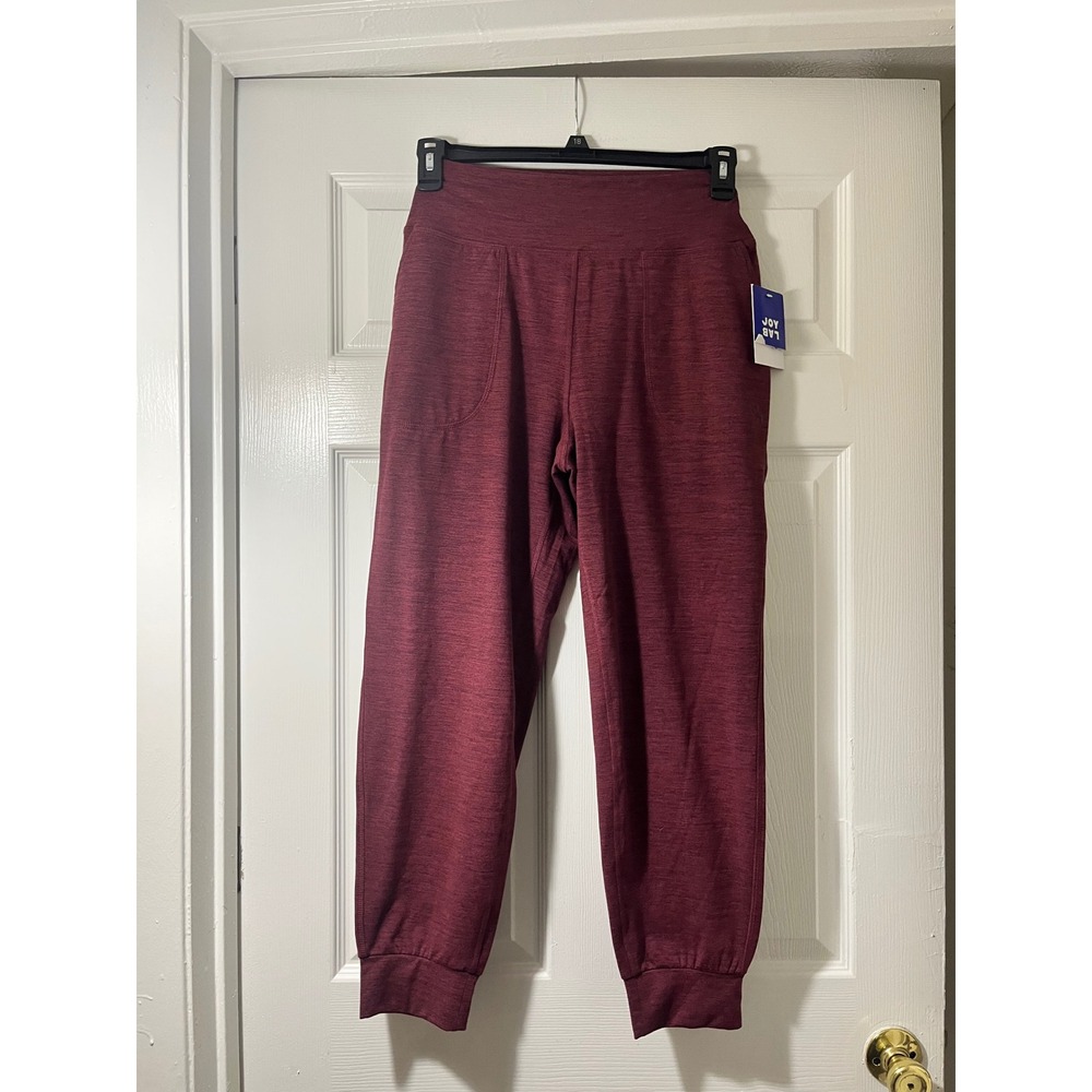 JoyLab Womens High-Rise Jogger Pants Burgundy Heather Athletic Sweatpants Small